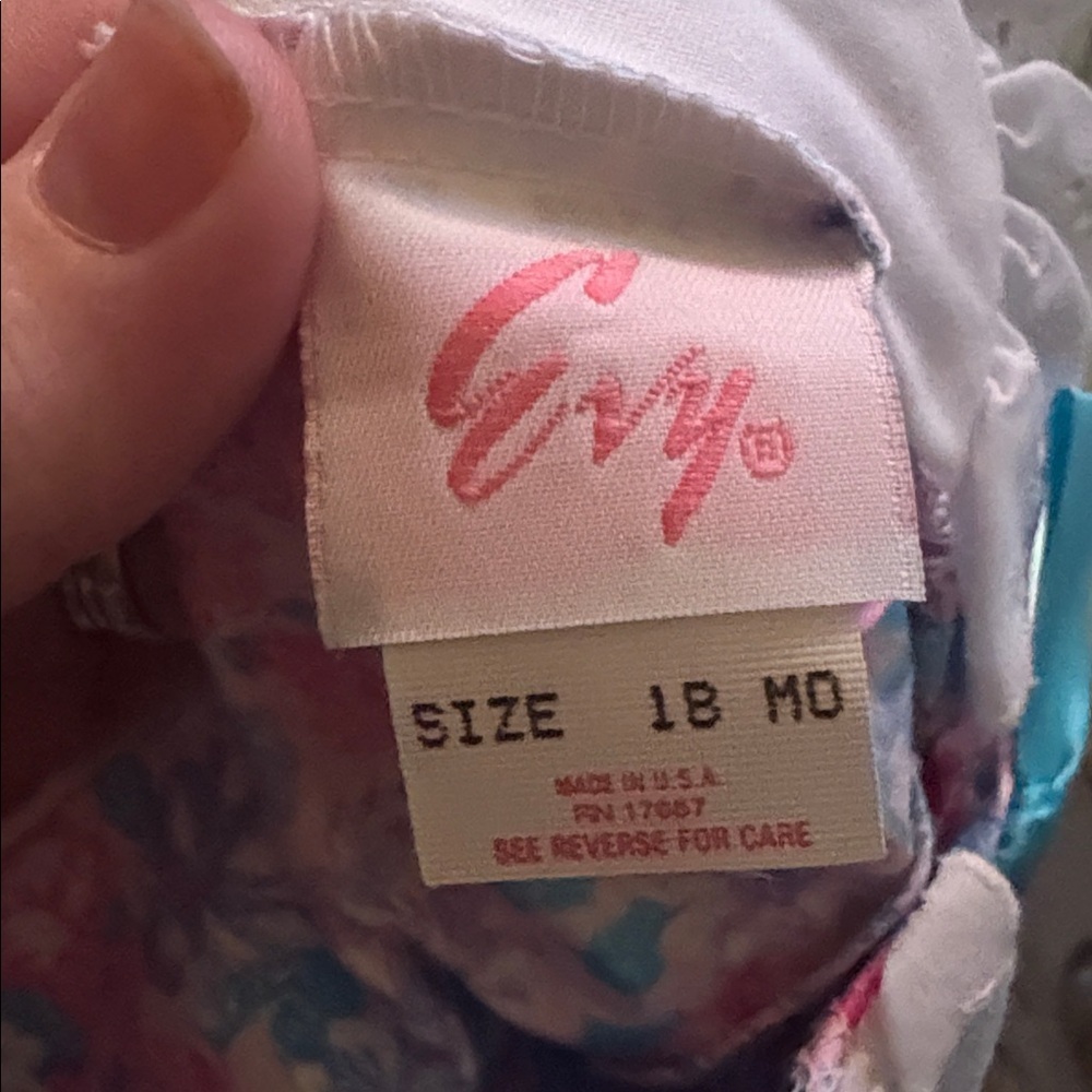 Vintage vintage-baby romper with a floral print, white collar, NWT size 18 - Picture 6 of 6